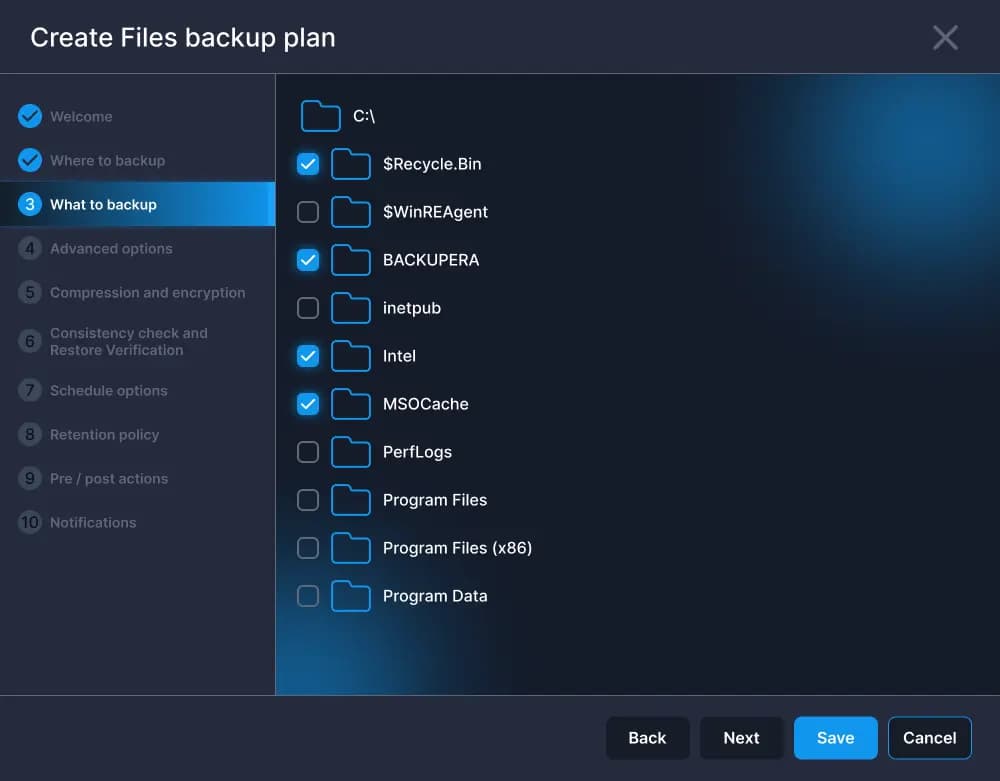 File and folder selection interface