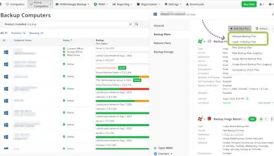 Centralized web console screenshot