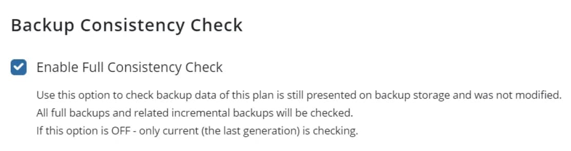 Server backup consistency check